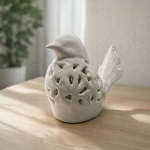White Porcelain Bird Figurine Farmhouse Cottage Decor